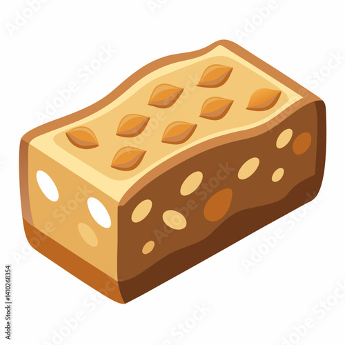 A chocolate bar topped with nuts, showcasing a rich texture and a blend of flavors.