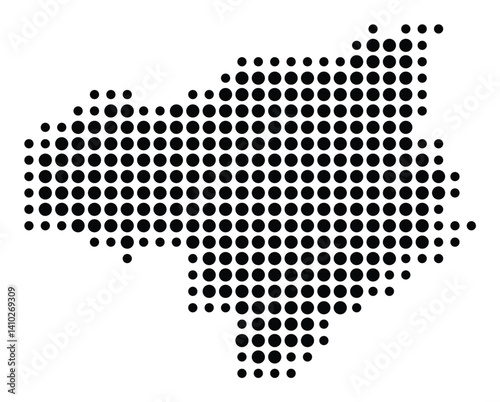 Symbol Map of the Prefecture Tokushima (Japan) showing the territory with a pattern of black circles
