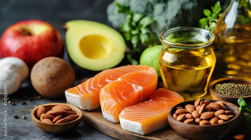 Ketogenic diet food promoting healthy fats and omega 3 fatty acids