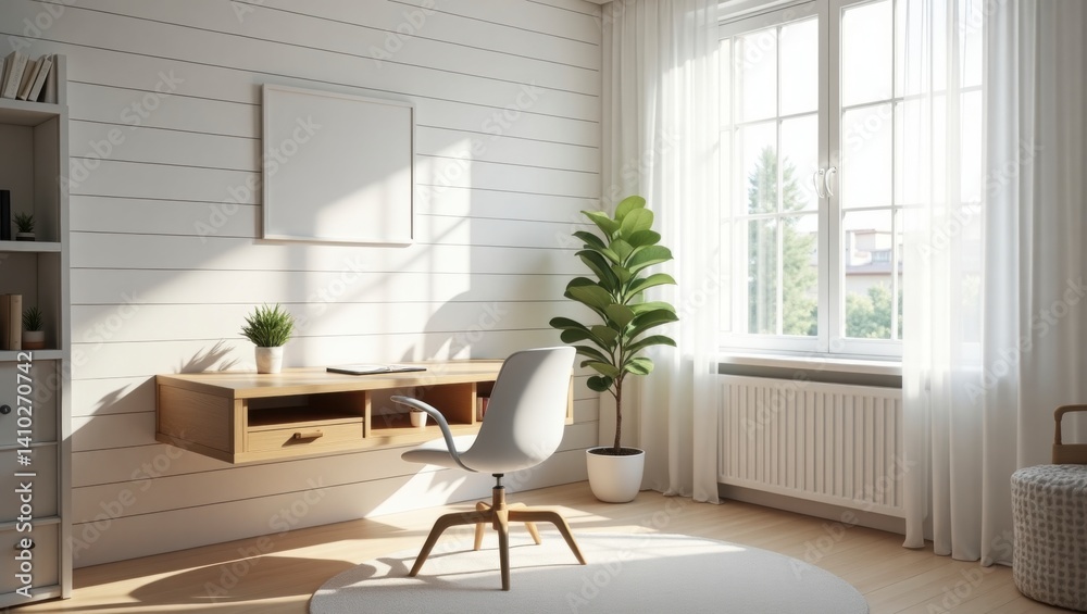 Fototapeta premium A minimalist room decorated with surreal and vibrant elements creating a harmonious and high fidelity decorative space