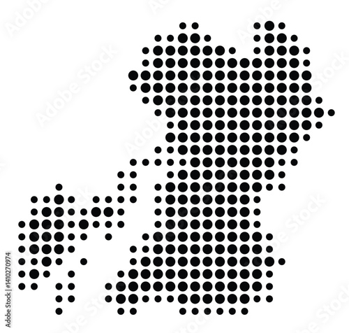Symbol Map of the Prefecture Kumamoto (Japan) showing the territory with a pattern of black circles