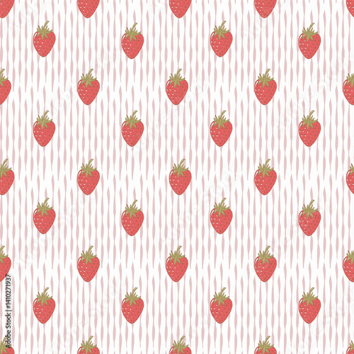 Vintage seamless pattern with strawberries. Hand drawn background for textile, printing, packaging