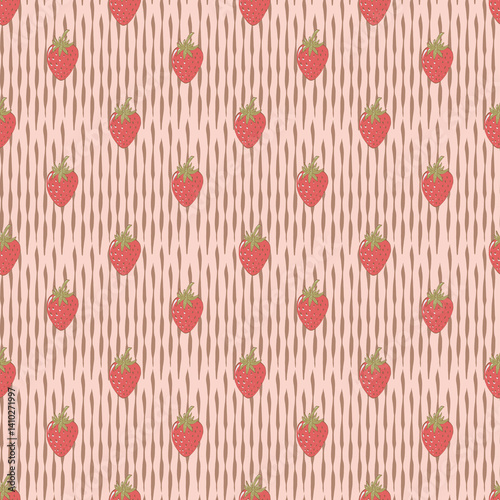 Vintage seamless pattern with strawberries. Hand drawn background for textile, printing, packaging
