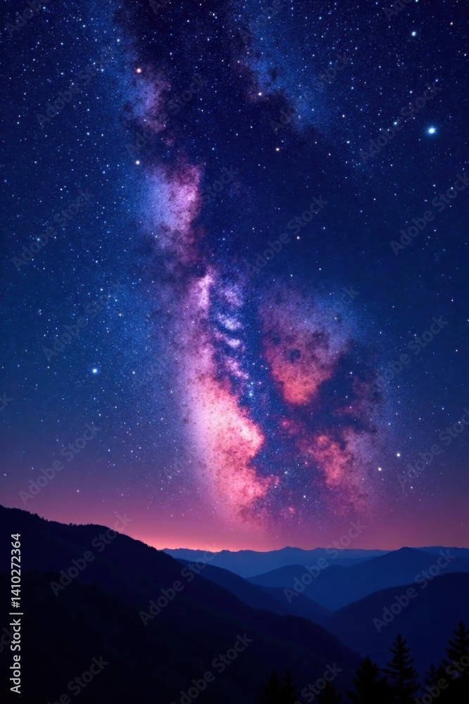 Vibrant Starry Night Sky Panorama Over a Dark Universe, astronomy, starfield, dark matter Vibrant Starry Night Sky Panorama Over a Dark Universe, astronomy, starfield, dark matter
