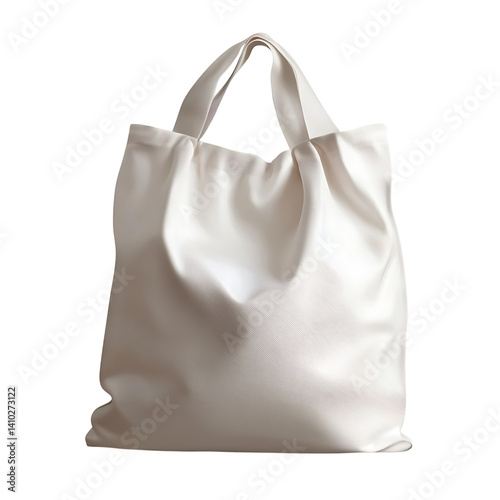 Obraz na płótnie Cream colored reusable fabric pouch with drawstring closure and soft textured material tied securely at the top isolated on a transparent background with no additional shadow w salonie
