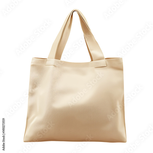 Obraz na płótnie Cream colored reusable fabric pouch with drawstring closure and soft textured material tied securely at the top isolated on a transparent background with no additional shadow w salonie