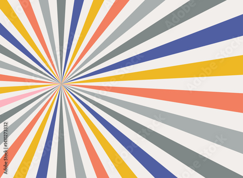 Retro spiral design. Ice cream and candy swirl background, lollipop vortex patterns intermixed with strawberry and circus elements. Flat vector illustration isolated
