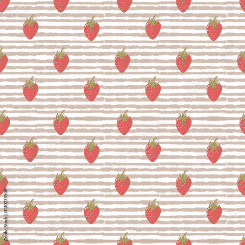 Vintage seamless pattern with strawberries. Hand drawn background for textile, printing, packaging
