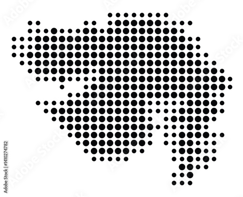 Symbol Map of the  Gujarat (India) showing the territory with a pattern of black circles