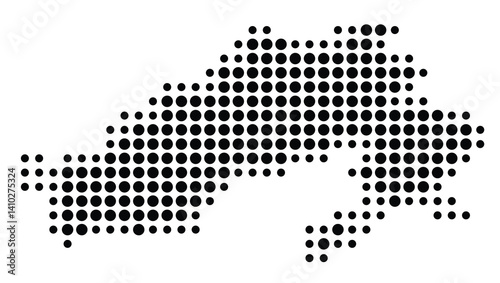 Symbol Map of the State Arunachal Pradesh (India) showing the territory with a pattern of black circles