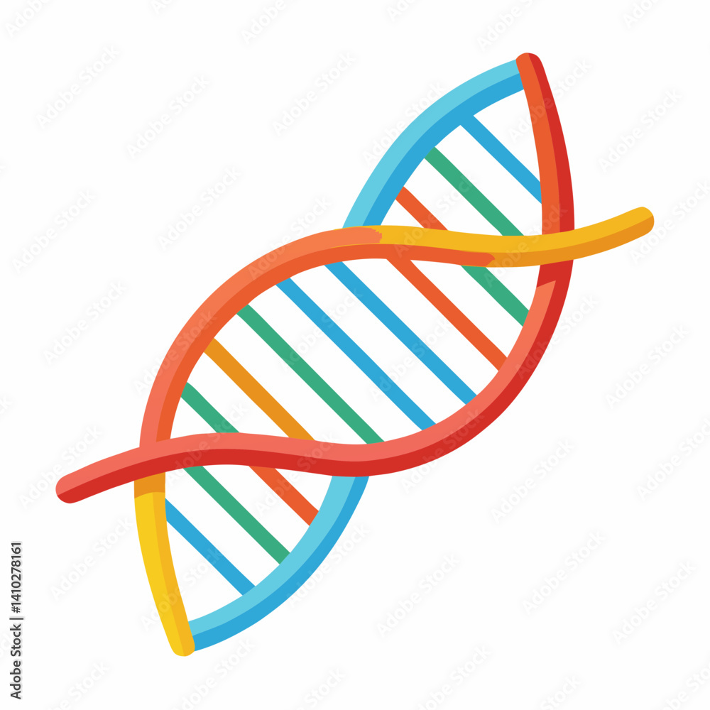 Dna Helix illustration in vibrant colors on white background Dna Helix illustration in vibrant colors on white background