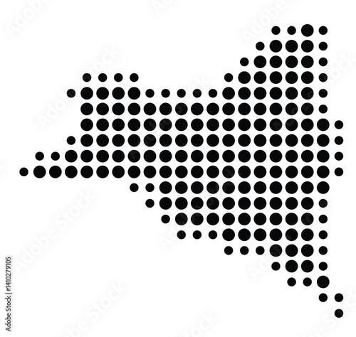 Symbol Map of the Departement Seine-Saint-Denis (France) showing the territory with a pattern of black circles