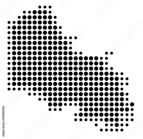 Symbol Map of the Departement Pas-de-Calais (France) showing the territory with a pattern of black circles
