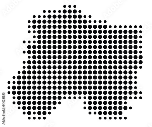 Symbol Map of the Departement Marne (France) showing the territory with a pattern of black circles