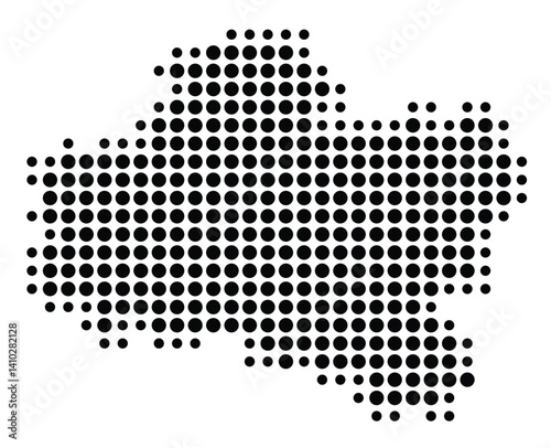 Symbol Map of the Departement Loiret (France) showing the territory with a pattern of black circles