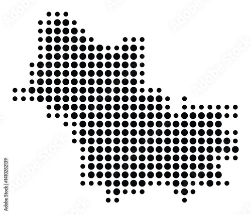 Symbol Map of the Departement Loir-et-Cher (France) showing the territory with a pattern of black circles