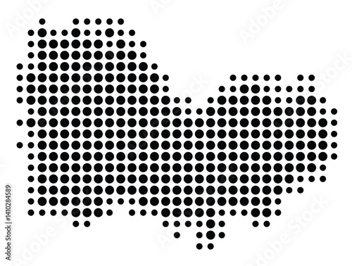 Symbol Map of the Departement Cotes-d'Armor (France) showing the territory with a pattern of black circles