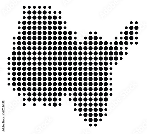 Symbol Map of the Departement Ain (France) showing the territory with a pattern of black circles