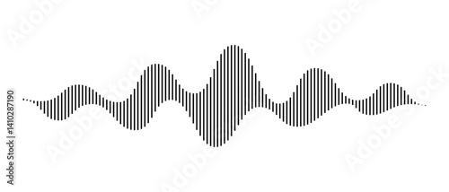 Sound linear wave on white background, AI voice assistant visualization, Sound wave equalizer, Vector illustration.