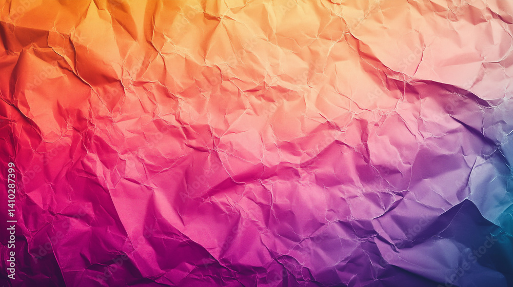 Obraz premium Gradient Crumpled Paper Texture with Vibrant Artistic Hues