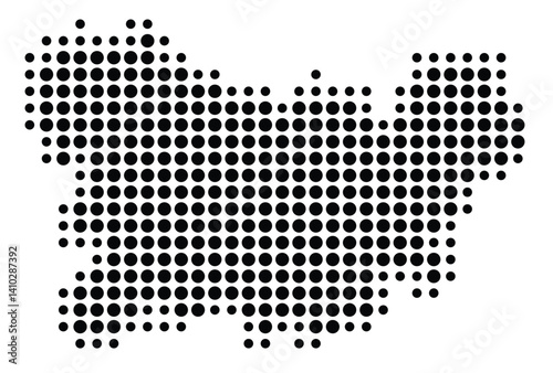Symbol Map of the Provincia Orense (Spain) showing the territory with a pattern of black circles