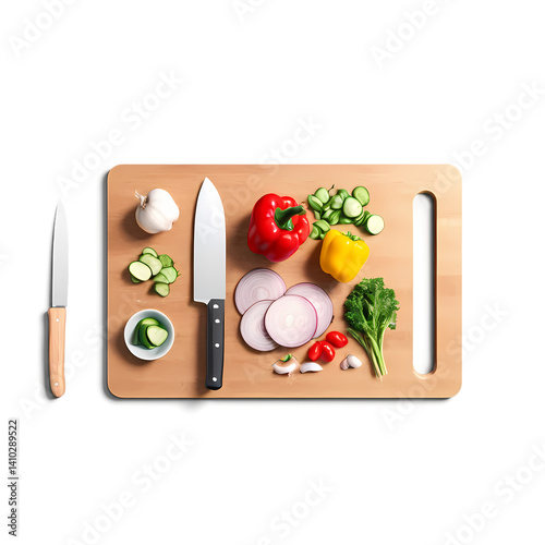 Fresh vegetables cutting board food preparation healthy eating culinary arts kitchenware still life on transparent background