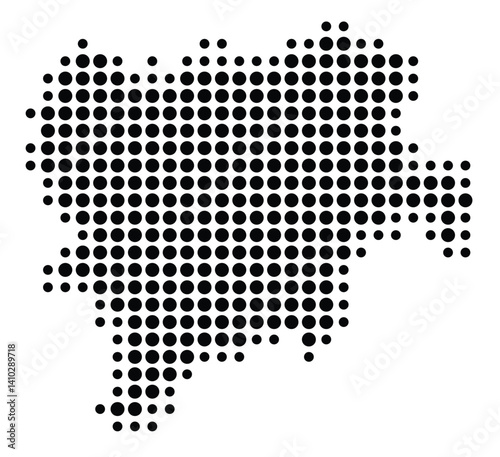 Symbol Map of the Provincia Albacete (Spain) showing the territory with a pattern of black circles