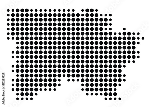 Symbol Map of the County Voru (Estonia) showing the territory with a pattern of black circles