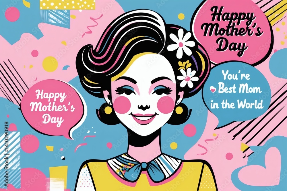 Happy Mother's Day Pop Art featuring Best Mom in the World Happy Mother's Day Pop Art featuring Best Mom in the World