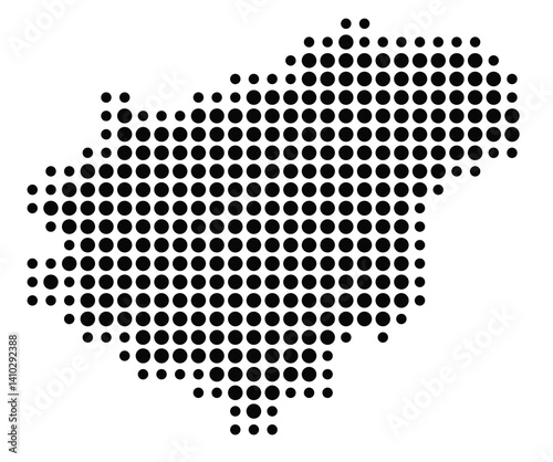 Symbol Map of the Region Zlinsky (Czech Republic) showing the territory with a pattern of black circles