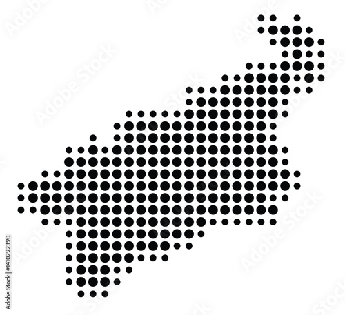 Symbol Map of the Region Ustecky (Czech Republic) showing the territory with a pattern of black circles