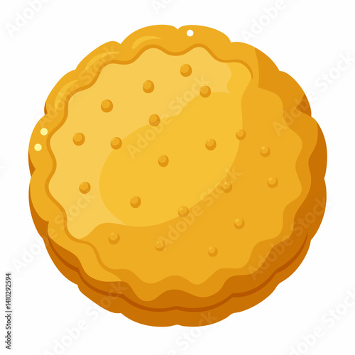 A single yellow cookie placed on a clean white background.