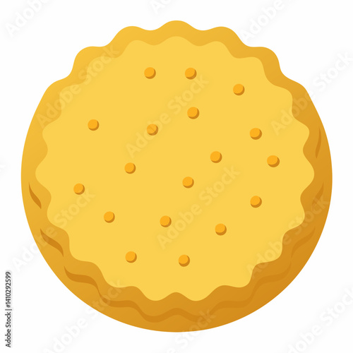 A single yellow cookie placed on a clean white background.