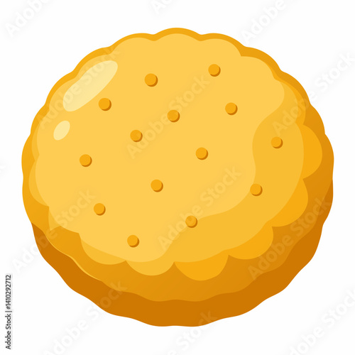 A single yellow cookie placed on a clean white background.