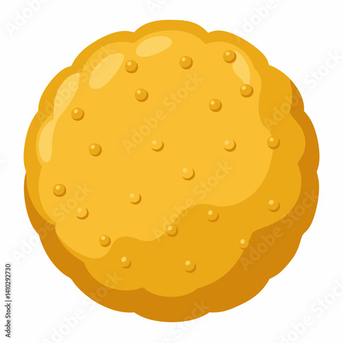 A single yellow cookie placed on a clean white background.
