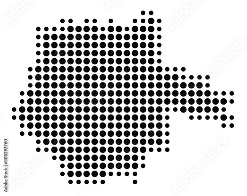 Symbol Map of the Region Jihocesky (Czech Republic) showing the territory with a pattern of black circles