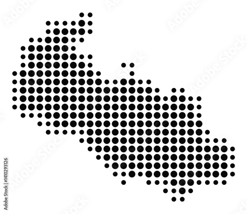Symbol Map of the Region Moravskoslezsky (Czech Republic) showing the territory with a pattern of black circles