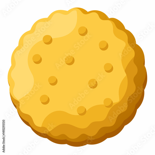 A single yellow cookie placed on a clean white background.