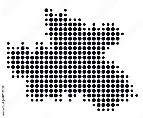 Symbol Map of the Region Kralovehradecky (Czech Republic) showing the territory with a pattern of black circles