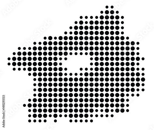 Symbol Map of the Region Stredocesky (Czech Republic) showing the territory with a pattern of black circles