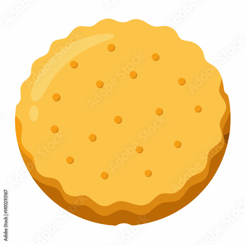 A single yellow cookie placed on a clean white background.