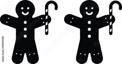 gingerbread man silhouette vector, gingerbread black vector