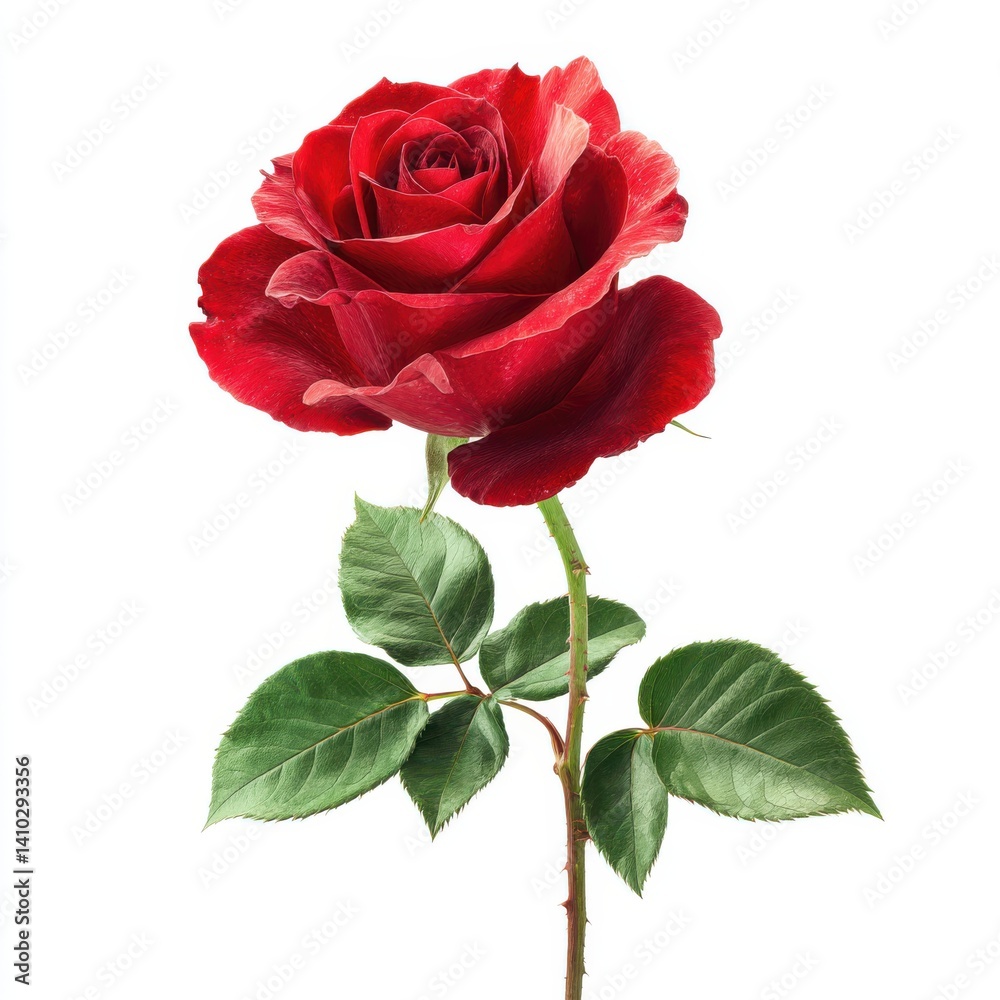 Fototapeta premium Beautiful red rose flower isolated on white background image