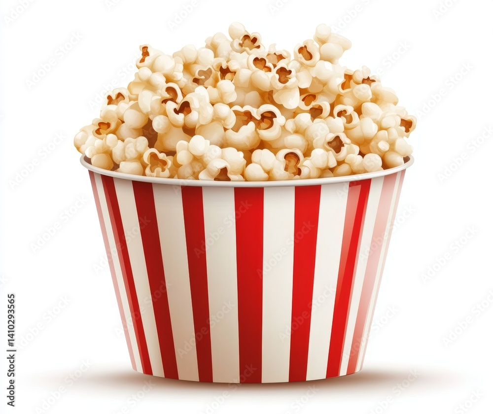Popcorn in a striped container Popcorn in a striped container
