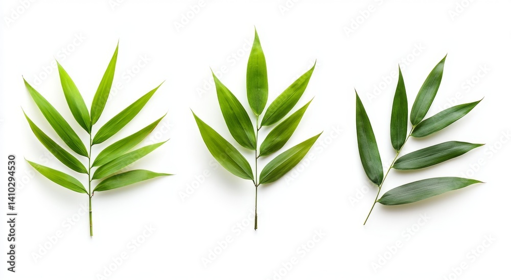 Obraz premium Fresh green bamboo leaves isolated on white