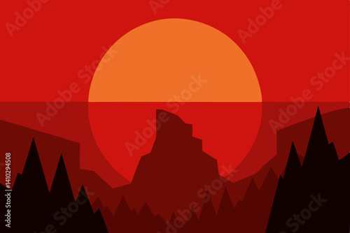 sunset in mountains