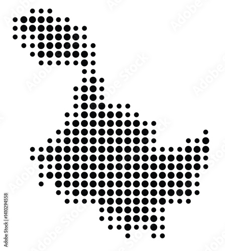 Symbol Map of the Province Heilongjiang (People's Republic of China) showing the territory with a pattern of black circles photo