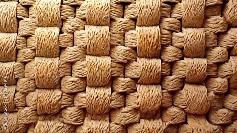 A detailed view of intricately woven texture with a warm, earthy color palette, and perfect geometric pattern.