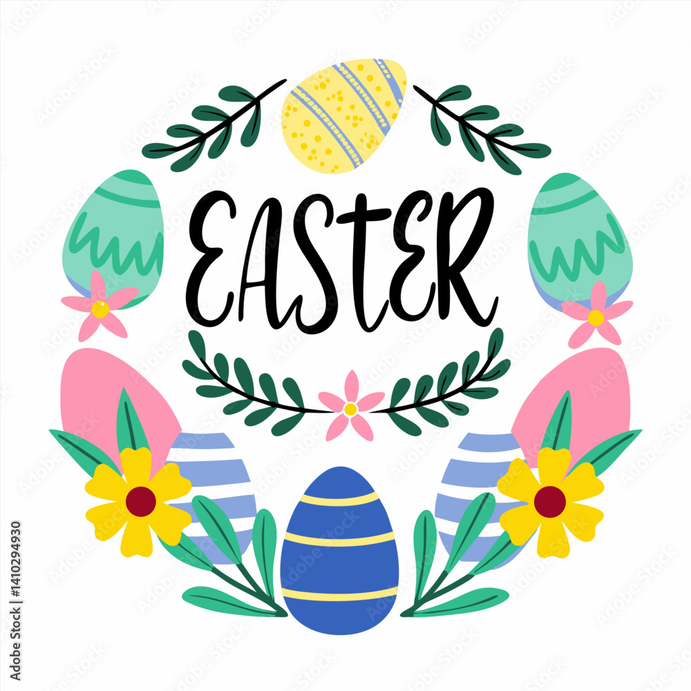 Fototapeta premium Happy Easter day. Ester decoration. Cute Easter background 