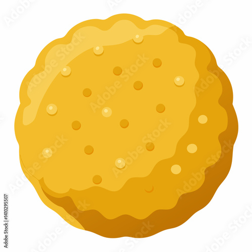 A single yellow cookie placed on a clean white background.